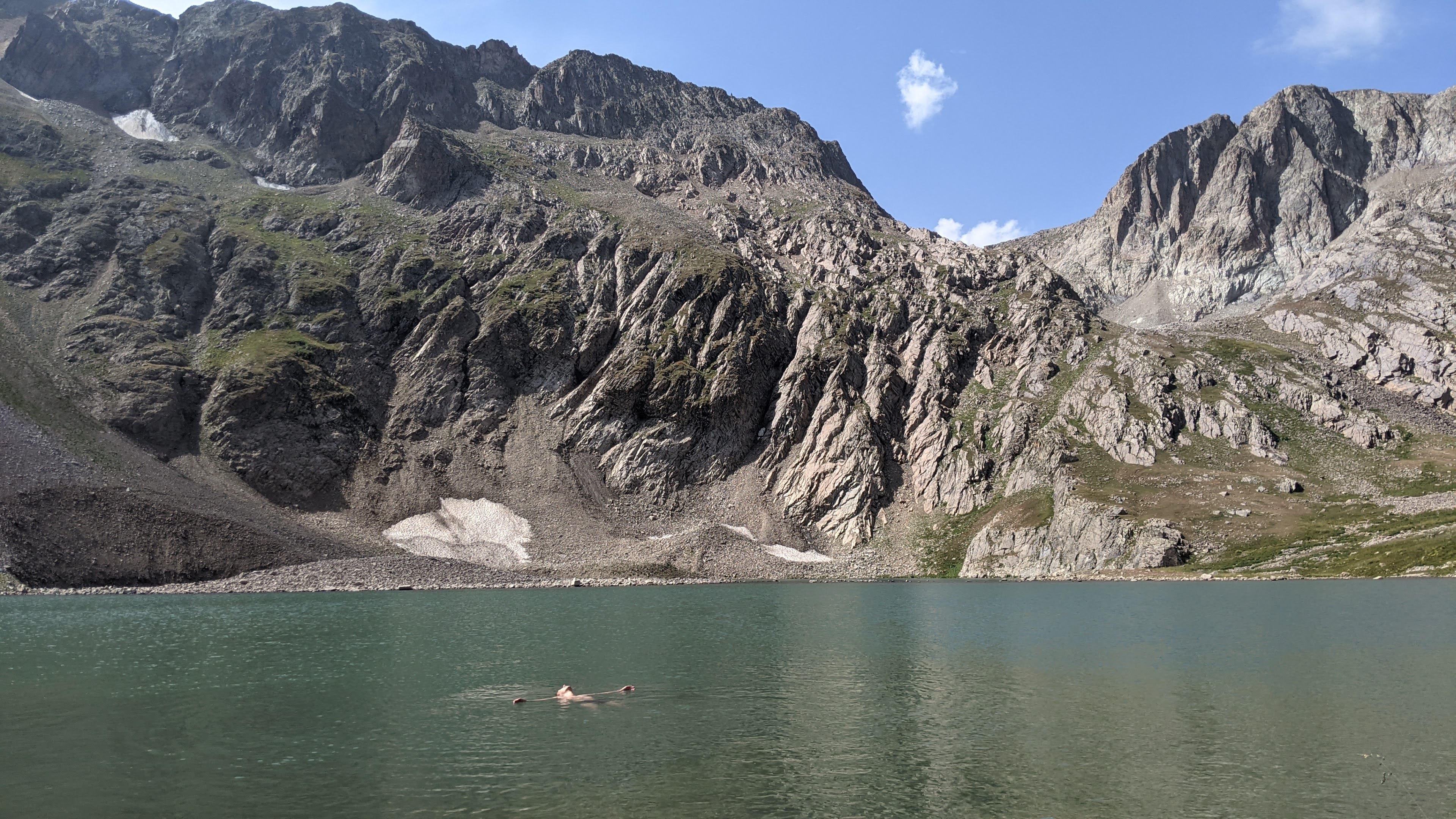Swimming in a mountain lake